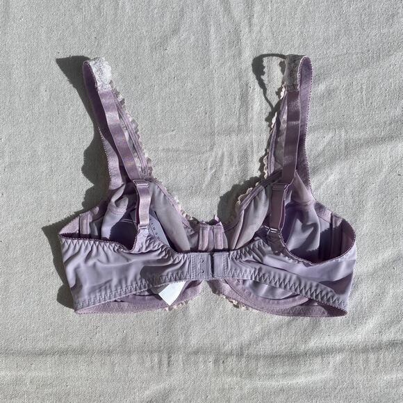 Curve Muse Lingerie Lace Bra Wired Lilac Sz 36C Unlined Sheer Floral Bow Smooth - Picture 2 of 9